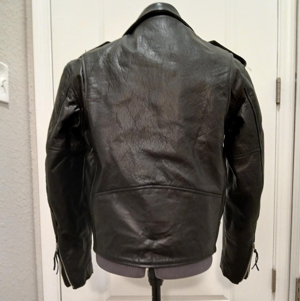Unik Black‎ Leather Motorcycle Style Jacket - Picture 8 of 13